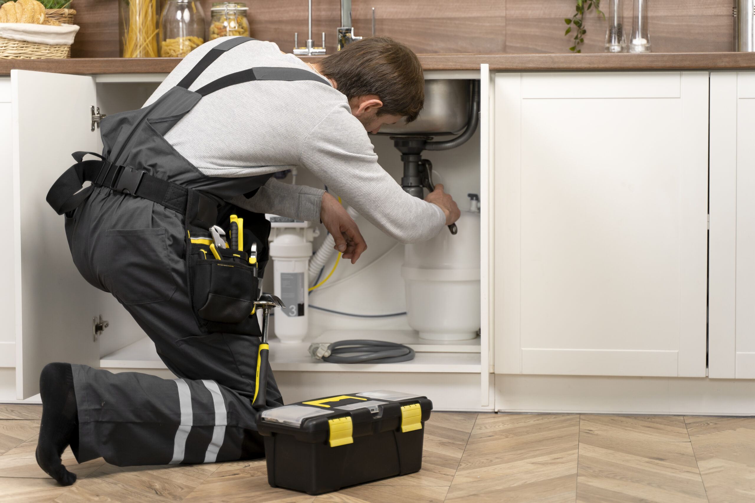 Professional plumbing service in Saint John Crawford's Plumbing technician repairing plumbing system in Saint John home
